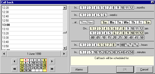 Call back screen